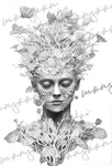 forest spirit coloring book grayscale digital