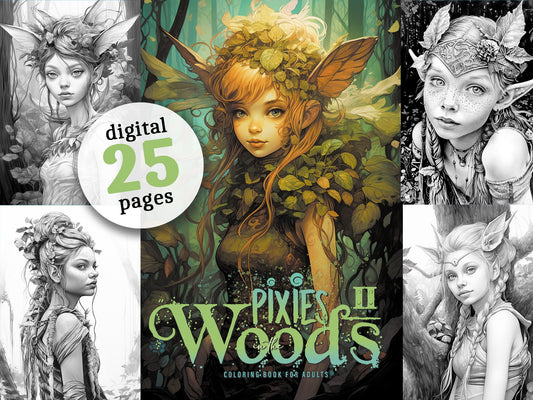 Pixies in the Woods Coloring Book 2 (Digital)
