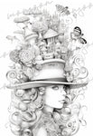 Surreal Hats Fantasy Grayscale Coloring Book (Digital)