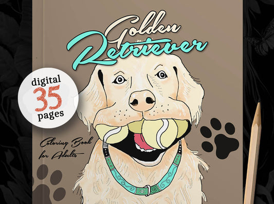 Golden Retriever Coloring Book (Digital)