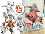 Crazy Grandma 2 Grayscale Coloring Book (Digital)