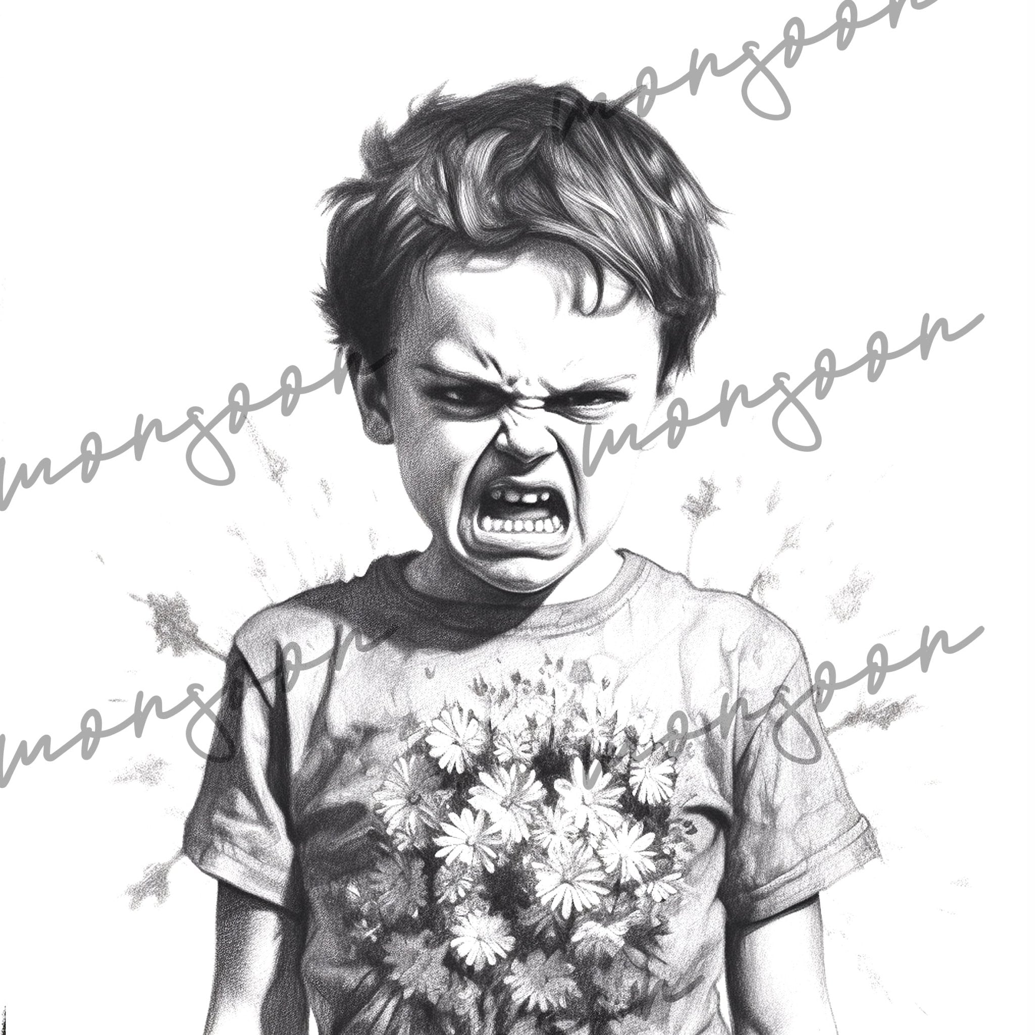 Grumpy Kid Sign Grumpy Kids Coloring Book Grayscale (Printbook) – Monsoon Publishing USA
