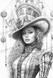 Victorian Circus Grayscale Coloring Book  (Digital)