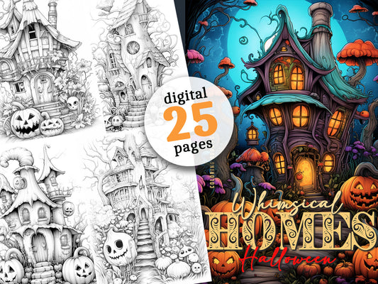 Whimsical Homes Halloween Coloring Book (Digital)