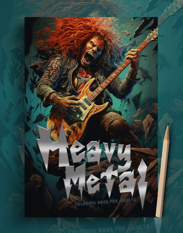 Heavy Metal Grayscale Coloring Book for Adults (Printbook)