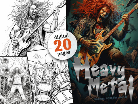 Heavy Metal Grayscale Coloring Book (Digital)