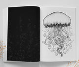Deep Sea Jellyfish Grayscale Ocean Coloring Book (Digital)