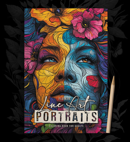 Flower Portrait Line Art Coloring Book for Adults (Printbook)