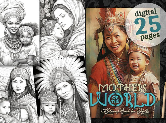 Mothers Coloring Book Grayscale (Digital) - Monsoon Publishing USA