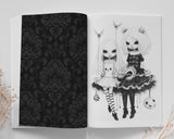 Cute Creepy Dolls Grayscale Coloring Book (Digital)