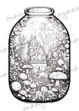 Jars in Wonderland Grayscale Coloring Book (Digital)
