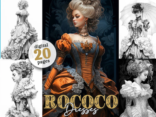 rococo coloring book dresses monsoon publishing
