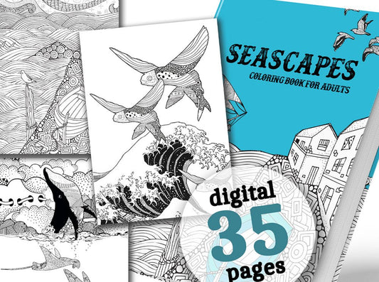 Seascapes Coloring Book for Adults (Digital) - Monsoon Publishing USA