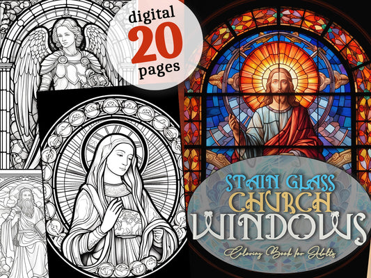 Stain Glass Windows Coloring Book (Digital) - Monsoon Publishing USA