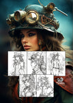 Steampunk Fashion Coloring Book for Adults (Printbook)