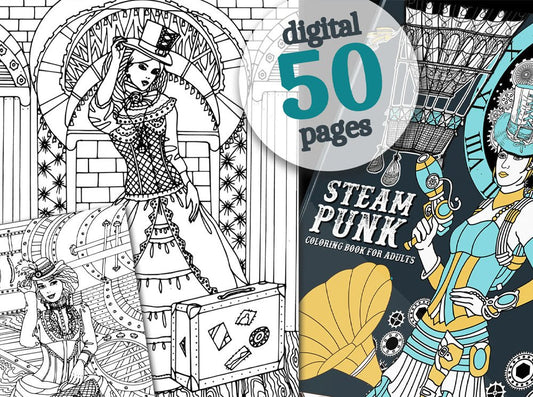 Steampunk Coloring Book for Adults (Digital) - Monsoon Publishing USA