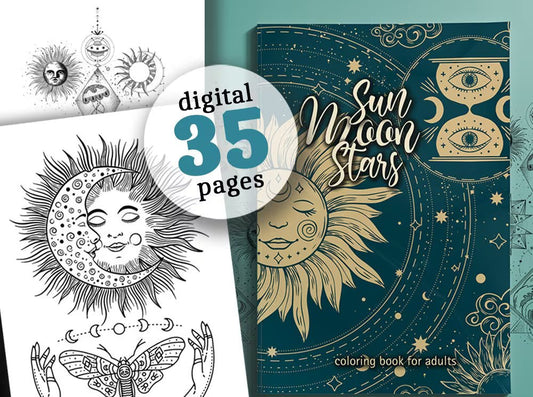 Sun Moon Stars Celestial Coloring Book for Adults (Digital) - Monsoon Publishing USA