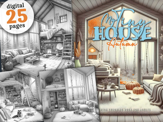 Tiny House Autumn Coloring Book (Digital)