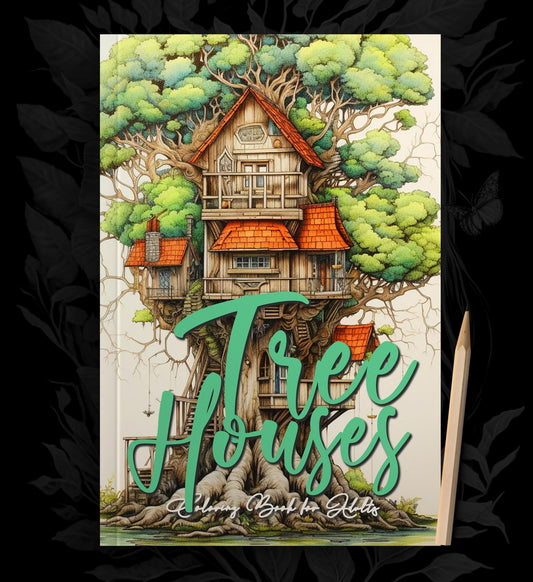 Tree Houses Coloring Book Grayscale (Printbook) - Monsoon Publishing USA