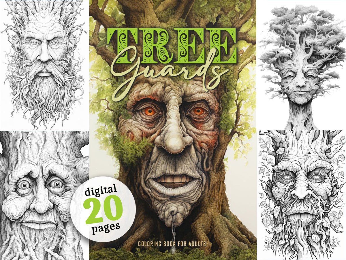 Tree Guard Names Tree Guards Coloring Book Grayscale (Digital) – Monsoon Publishing USA
