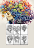 Tree Portraits Grayscale Coloring Book (Printbook)
