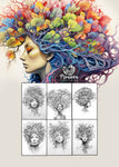 Tree Portraits Grayscale Coloring Book (Printbook)x