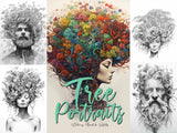 Tree Portraits Grayscale Coloring Book (Printbook)