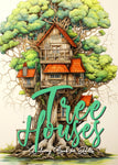 Tree Houses Grayscale Coloring Book (Printbook)