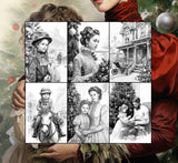 Victorian Christmas Grayscale Coloring Book (Printbook)