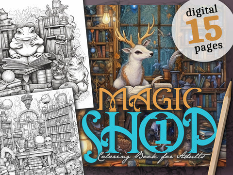 Magic Shop สมุดระบายสีระดับสีเทา (ดิจิทัล)