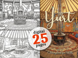 Cozy Yurt Grayscale Coloring Book (Digital)