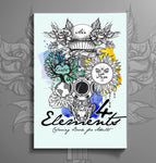 4 elements coloring book for adults
