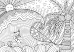 surfer beach coloring book