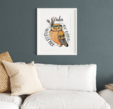 boho owl poster be brave wild and free