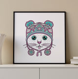 cute cat mandala poster