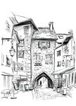 middle ages archway sketch historic house