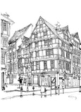 half-timbered house sketch