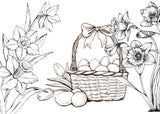 easter basket flowers coloring book for adults