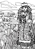 folklore  women coloring book for adults