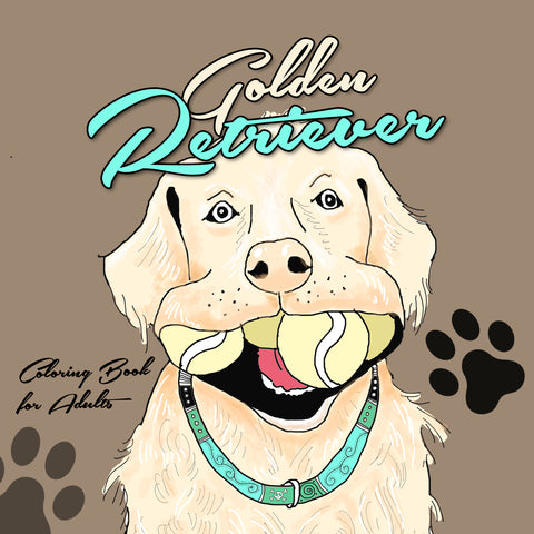 golden retriever coloring book for adults