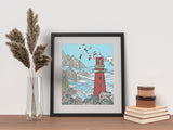 lighthouse drawing poster