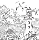 lighthouse with seagulls