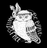boho owl coloring book black background