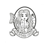 mermaid old school tattoo coloring book for adults