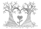 heartshaped tree coloring book for adults
